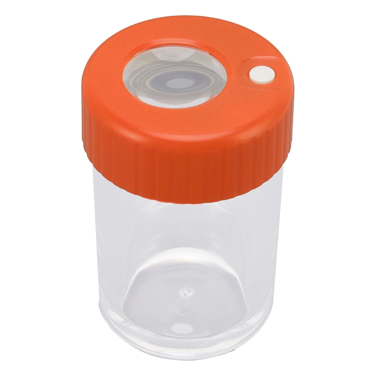 Magnifying Viewing Jar Multifunctional Waterproof Portable Magnifying Glass Storage Jar with LED Light for Tobacco Orange