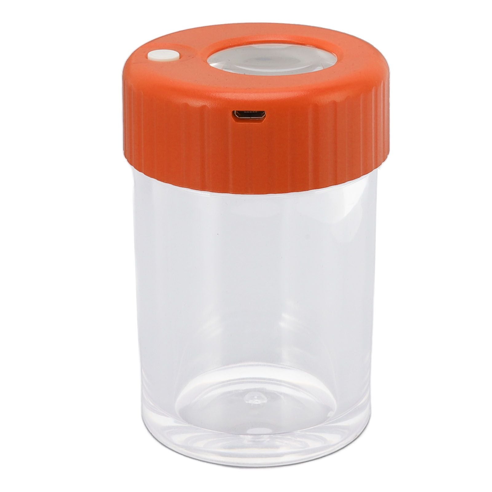 Magnifying Viewing Jar Multifunctional Waterproof Portable Magnifying Glass Storage Jar with LED Light for Tobacco Orange