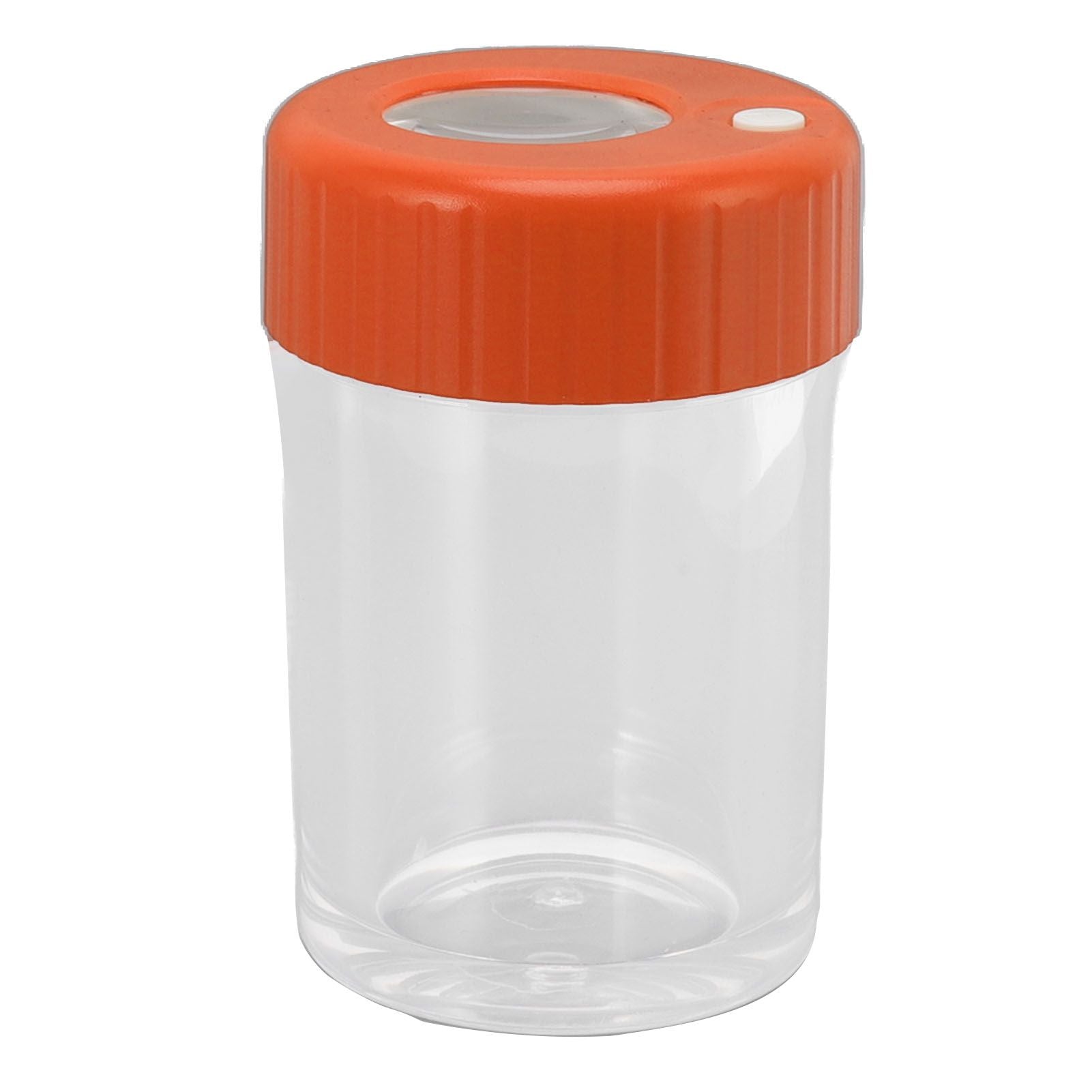 Magnifying Viewing Jar Multifunctional Waterproof Portable Magnifying Glass Storage Jar with LED Light for Tobacco Orange