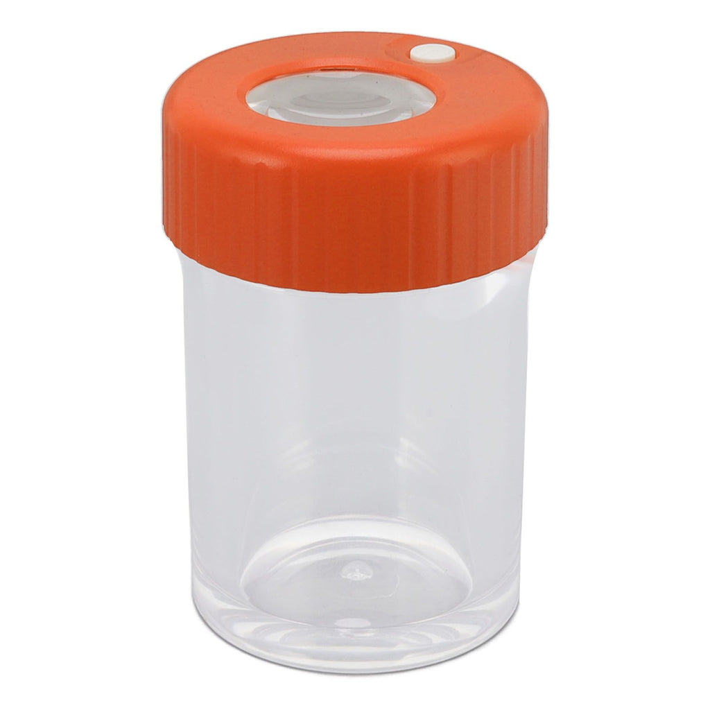 Magnifying Viewing Jar Multifunctional Waterproof Portable Magnifying Glass Storage Jar with LED Light for Tobacco Orange