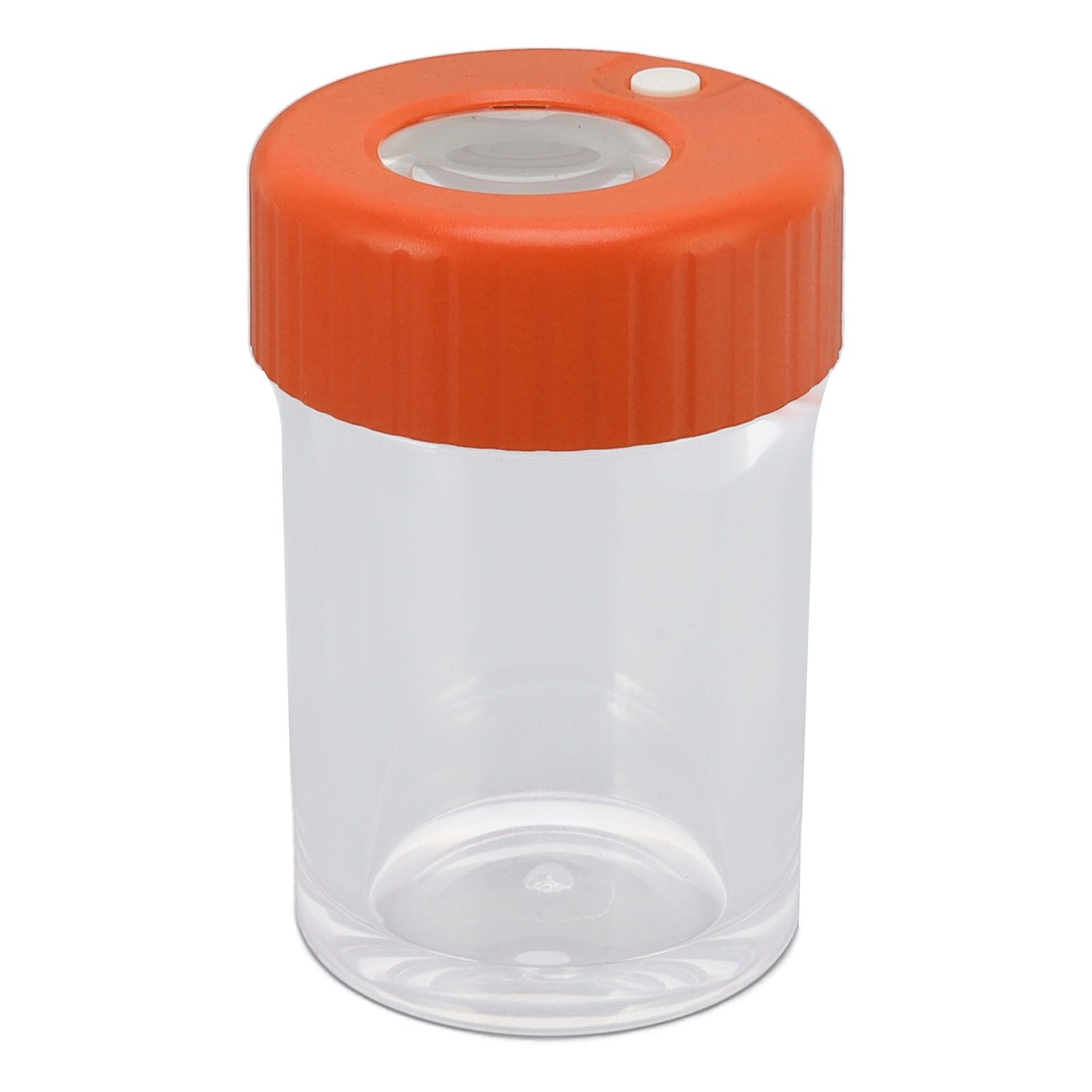 Magnifying Viewing Jar Multifunctional Waterproof Portable Magnifying Glass Storage Jar with LED Light for Tobacco Orange