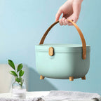 Plastic Medicine Storage Box Oval Double Layers Multi Grid Large Capacity Medical Box Organizer for Home Dorm Green