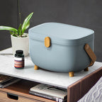 Plastic Medicine Storage Box Oval Double Layers Multi Grid Large Capacity Medical Box Organizer for Home Dorm Blue