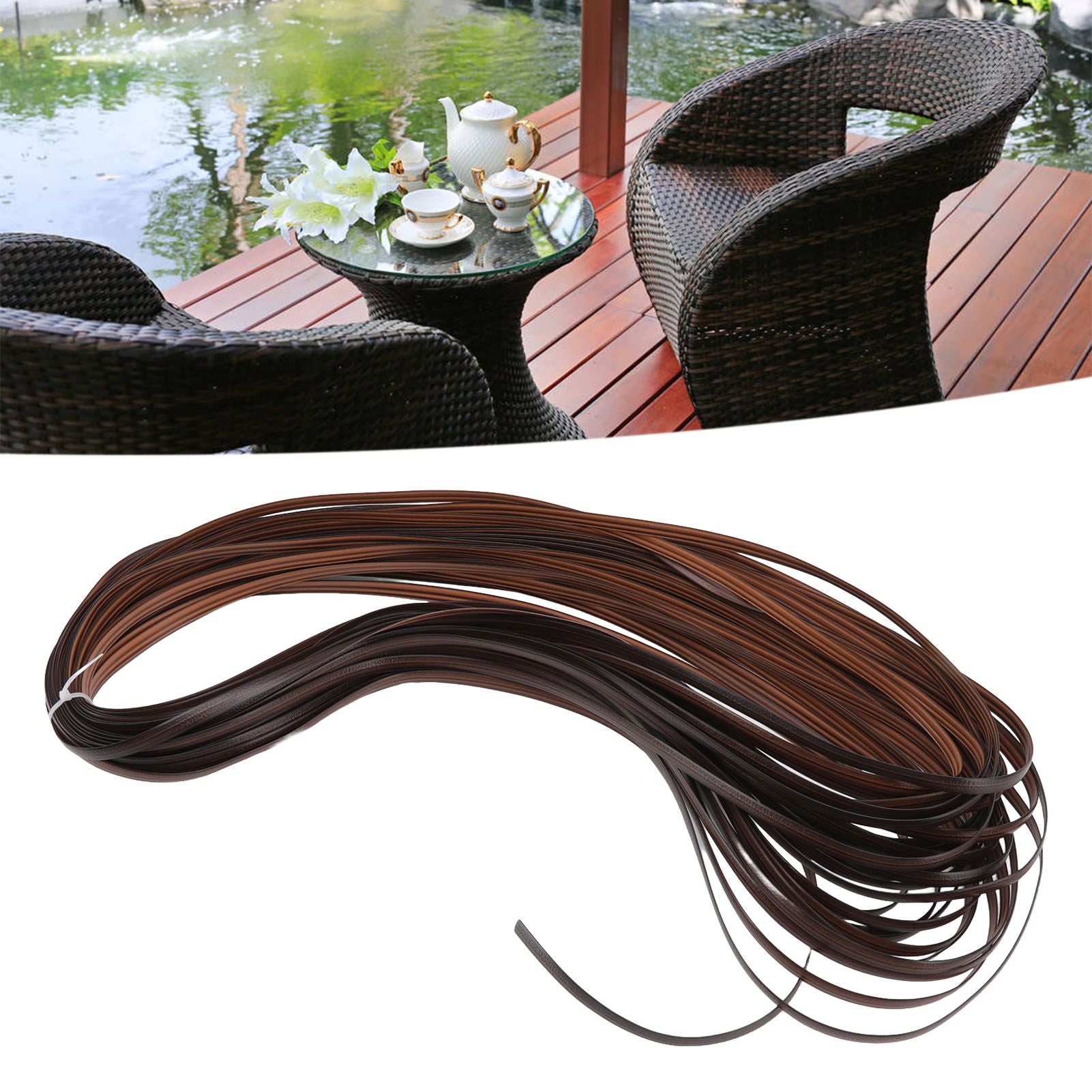 Wicker Repair Kit Plastic Patio Chair Table Sofa Synthetic Rattan Material for Furniture Discolored Brown