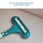 Double Sided Window Screen Wiper and Scrapper Multifunctional Window Squeegee Household Cleaning Tool with Handle Blue