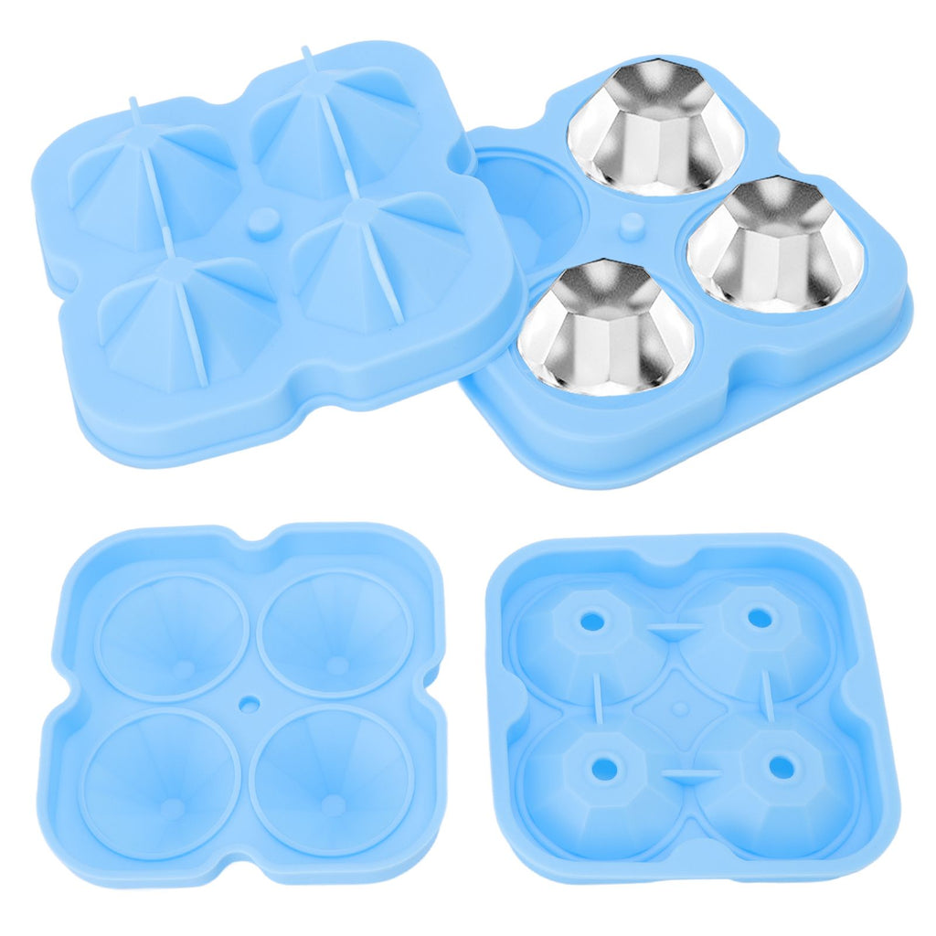 4 Hole Diamond Shaped Ice Cube Mold Silicone Ice Cube Trays for Cake Molds DIY Chocolate Candy Blue