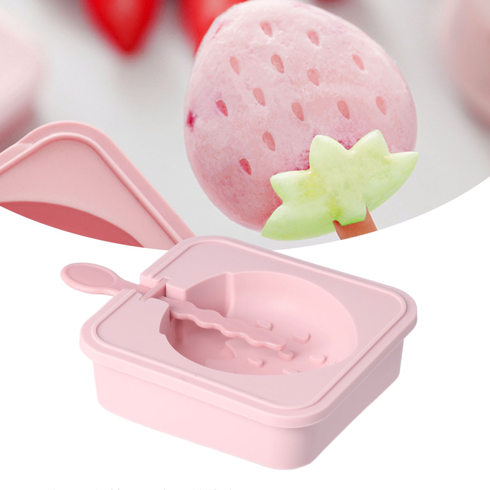 Popsicle Molds Reusable Stackable DIY Silicone Ice Cream Popsicle Cakesickle Molds Kitchen Tools with Lid Stick Strawberry