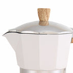 Aluminum Coffee Pot with Wood Grain Handle Moka Coffee Pot Outdoor Portable Coffee Maker Tool Beige 300ML
