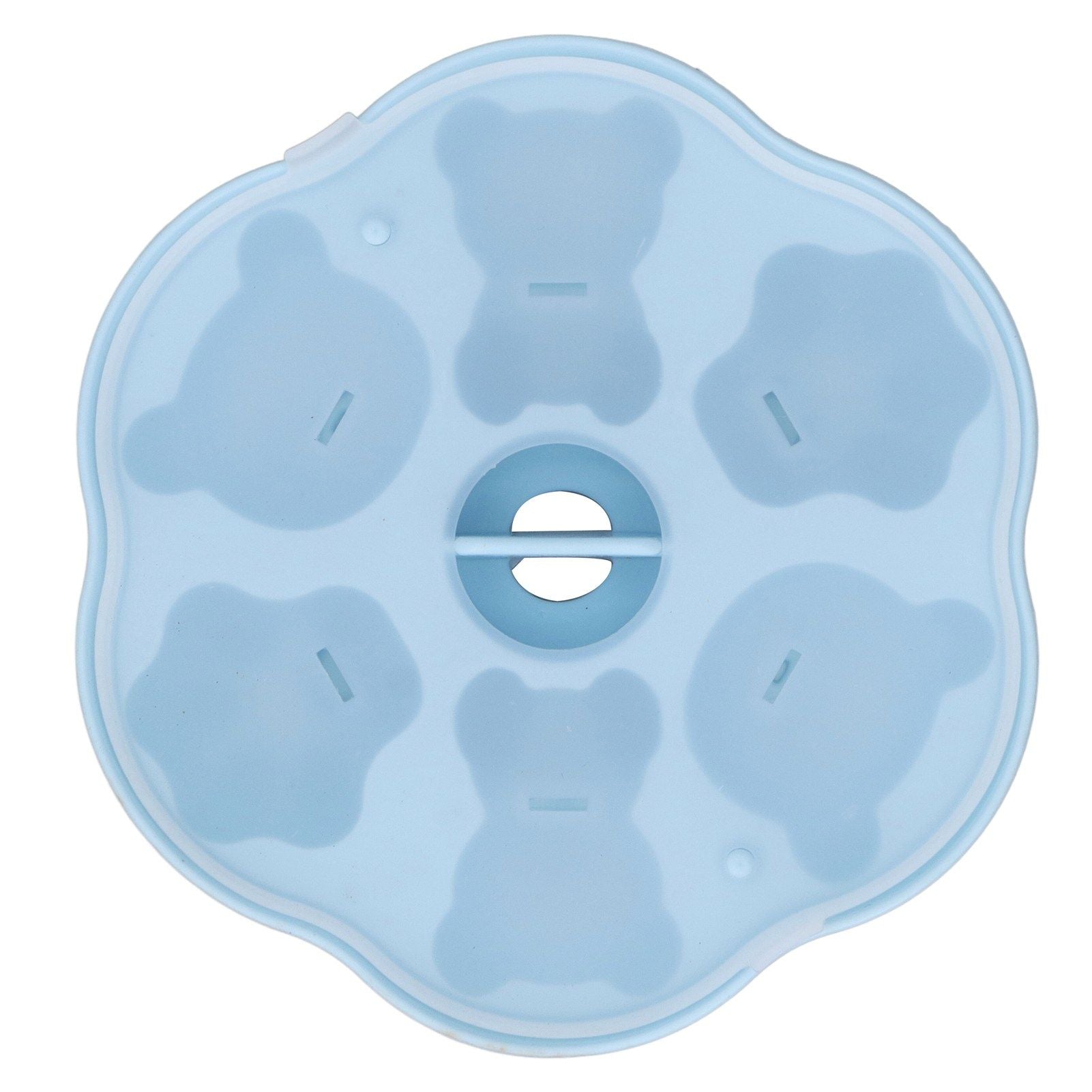 Jelly Mold Silicone Lovely Bear Cat Paw Ice Cube Cake Pudding Kitchen Mould with Lid for Home Kitchen Blue