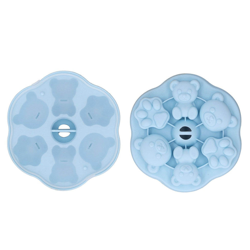 Jelly Mold Silicone Lovely Bear Cat Paw Ice Cube Cake Pudding Kitchen Mould with Lid for Home Kitchen Blue
