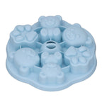 Jelly Mold Silicone Lovely Bear Cat Paw Ice Cube Cake Pudding Kitchen Mould with Lid for Home Kitchen Blue