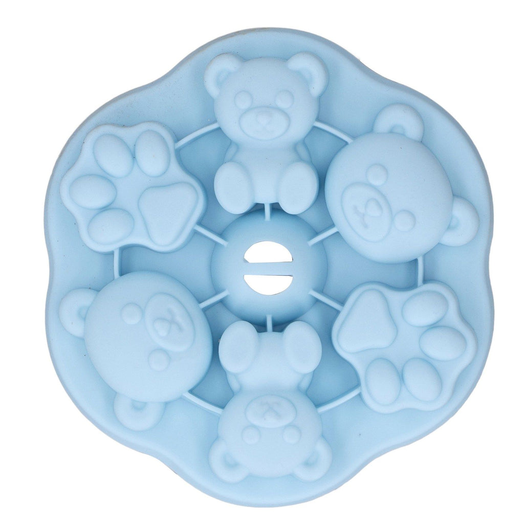 Jelly Mold Silicone Lovely Bear Cat Paw Ice Cube Cake Pudding Kitchen Mould with Lid for Home Kitchen Blue