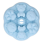 Jelly Mold Silicone Lovely Bear Cat Paw Ice Cube Cake Pudding Kitchen Mould with Lid for Home Kitchen Blue
