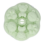 Jelly Mold Silicone Lovely Bear Cat Paw Ice Cube Cake Pudding Kitchen Mould with Lid for Home Kitchen Green