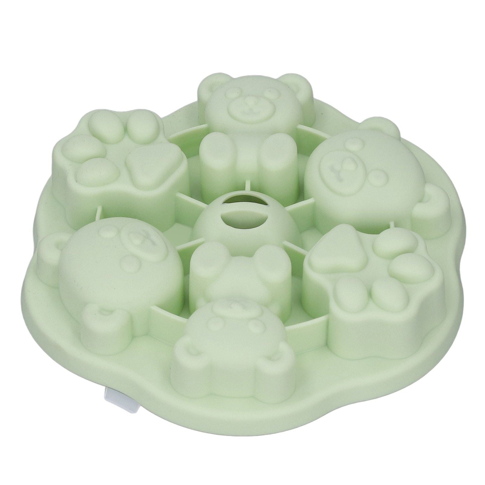 Jelly Mold Silicone Lovely Bear Cat Paw Ice Cube Cake Pudding Kitchen Mould with Lid for Home Kitchen Green