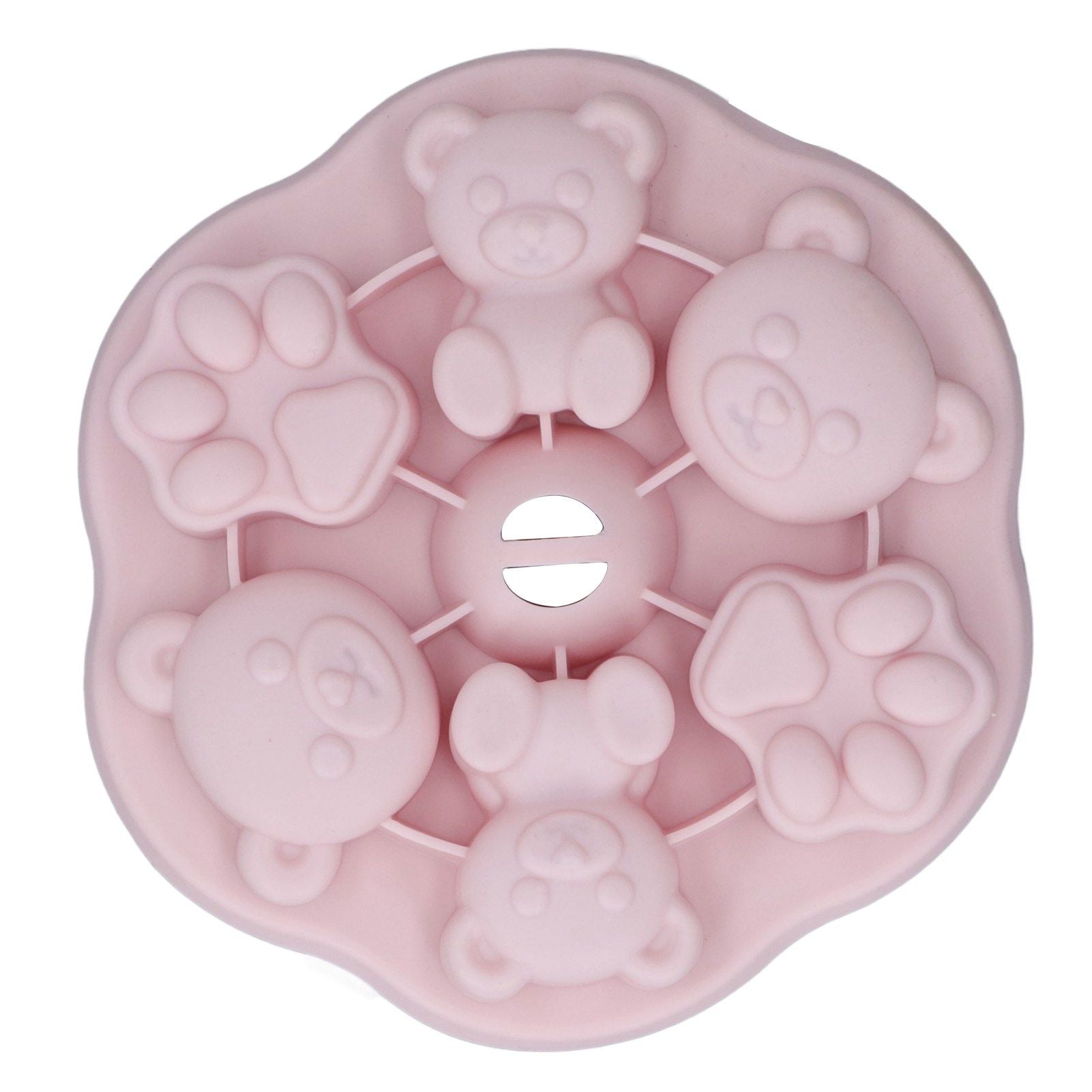 Jelly Mold Silicone Lovely Bear Cat Paw Ice Cube Cake Pudding Kitchen Mould with Lid for Home Kitchen Pink