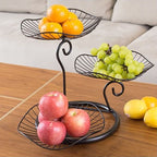 Nordic Style 3 Tier Fruit Basket Modern Multi Layer Fruit Snack Storage Basket for Living Room Coffee Table Lotus Leaf Black