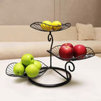 Nordic Style 3 Tier Fruit Basket Modern Multi Layer Fruit Snack Storage Basket for Living Room Coffee Table Lotus Leaf Black