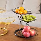 Nordic Style 3 Tier Fruit Basket Modern Multi Layer Fruit Snack Storage Basket for Living Room Coffee Table Lotus Leaf Black