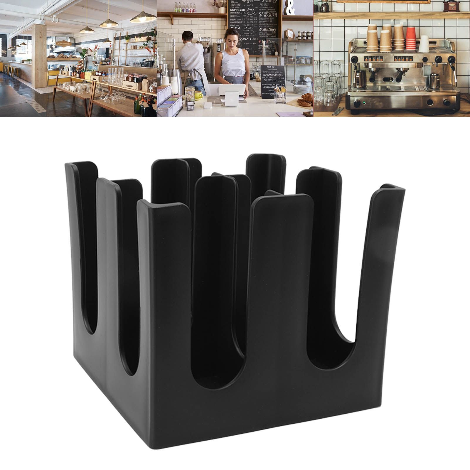 Square 4 Grids Disposable Coffee Cup Dispenser Organizer Plastic Cup and Lid Organizer for Restaurant Offices Coffee Shops Lounges
