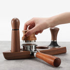 Wooden Coffee Tamper Holder Coffee Tamper Mat Stand Coffee Maker Support Storage Base Walnut Small for 51mm/2.0in 53mm/2.1in
