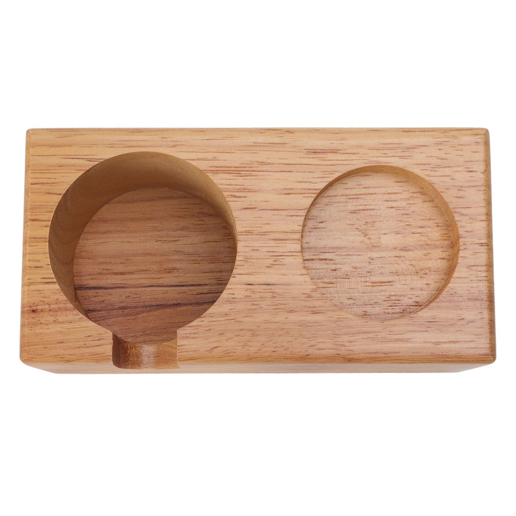 Wooden Coffee Protafilter Stand Holder Coffee Tamper Holder Stand Tamping Station Burlywood