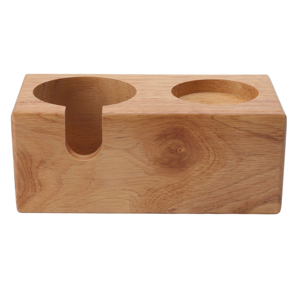Wooden Coffee Protafilter Stand Holder Coffee Tamper Holder Stand Tamping Station Burlywood
