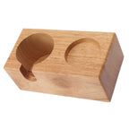 Wooden Coffee Protafilter Stand Holder Coffee Tamper Holder Stand Tamping Station Burlywood