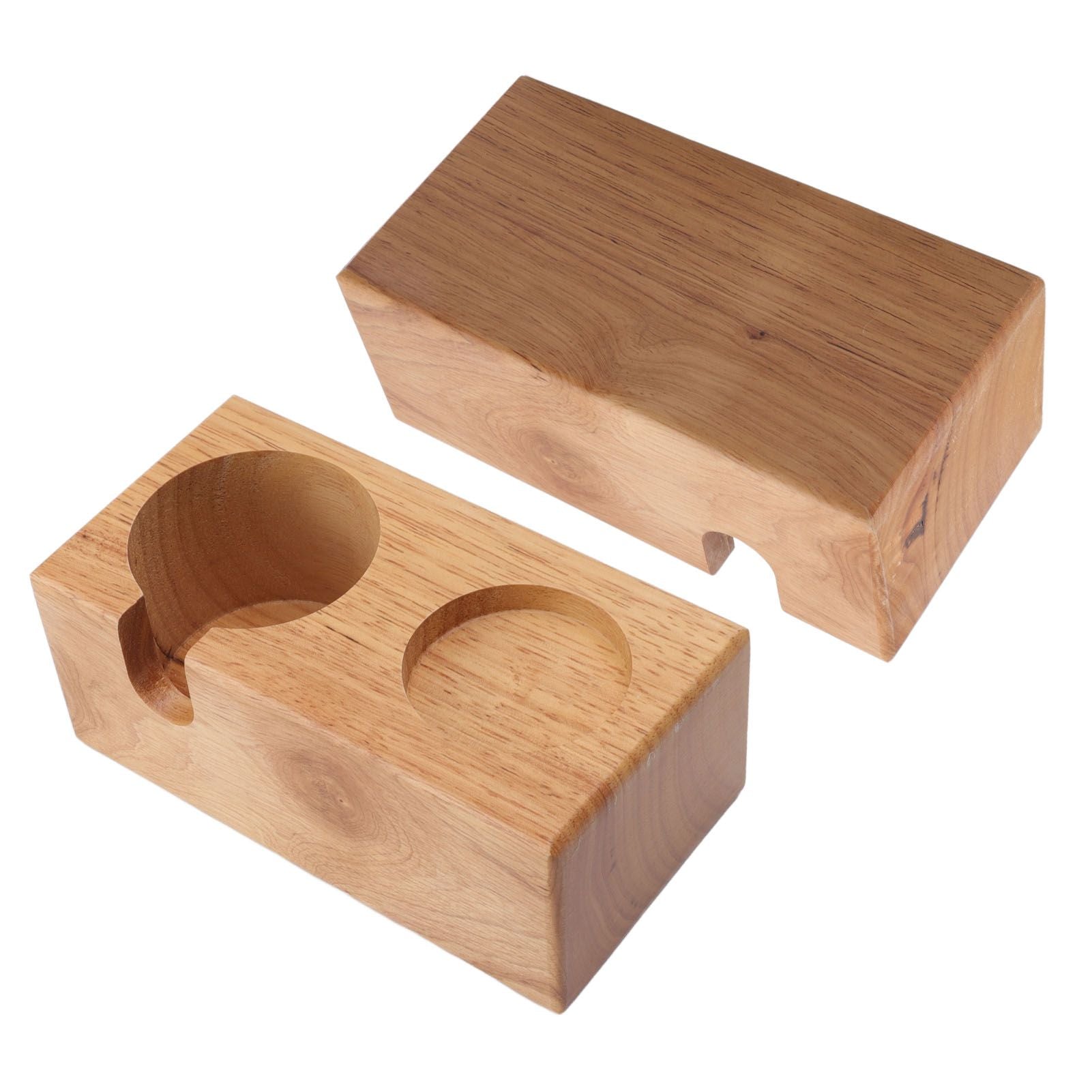 Wooden Coffee Protafilter Stand Holder Coffee Tamper Holder Stand Tamping Station Burlywood