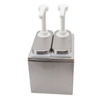 Sauce Dispenser Plastic and Stainless Steel Condiment Pump Station Sauce Dispenser For Kitchen Home 1L Double Pump
