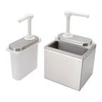 Sauce Dispenser Plastic and Stainless Steel Condiment Pump Station Sauce Dispenser For Kitchen Home 1L Double Pump