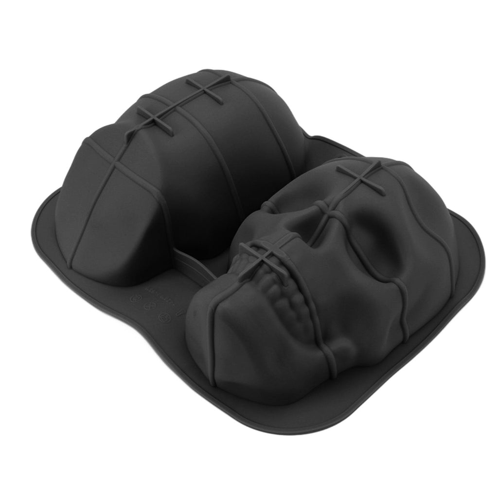 Skull Head Baking Mold Soft Silicone Halloween Skeleton Head Cake Mold for Cake Biscuit Chocolate Candy Ice Black