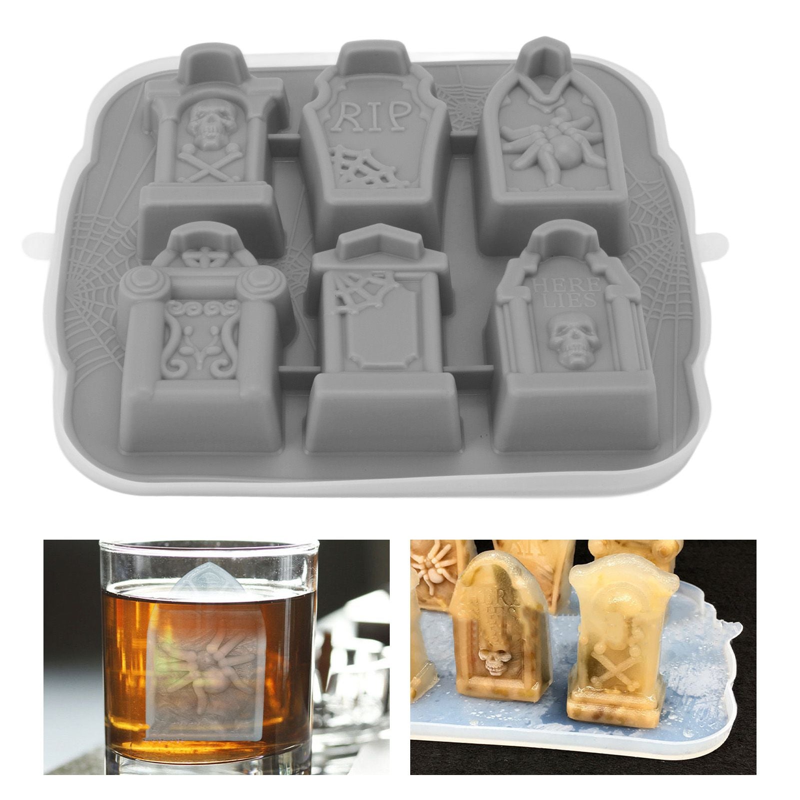 Ice Cube Silicone Cake Candy Chocolate Ice Cube Maker Tray Party Supplies for Halloween Grey