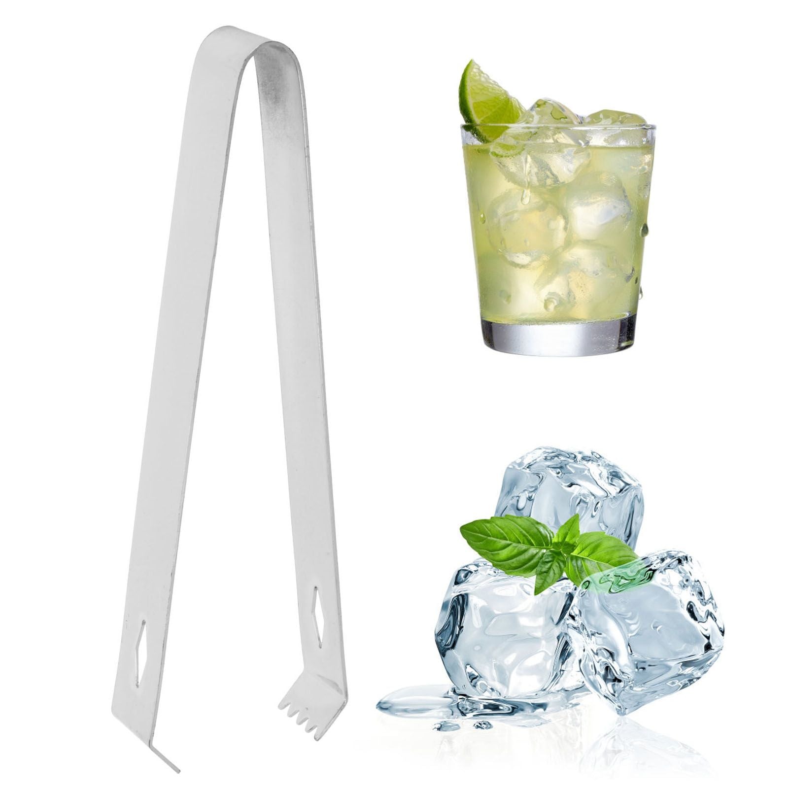 Cocktail Tong Thickened Rhombus Stainless Steel Food Ice Sugar Cube Tong for Bar Mirror Reflection