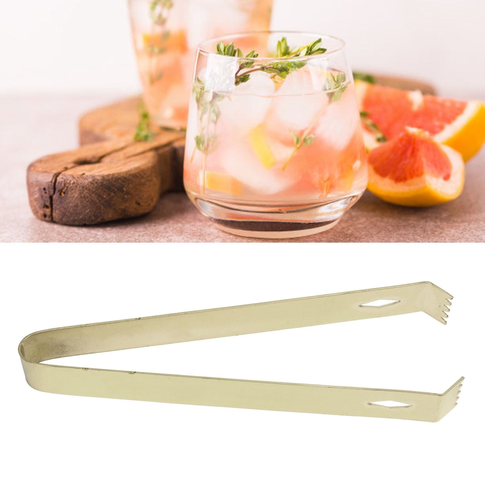 Cocktail Tong Thickened Rhombus Stainless Steel Food Ice Sugar Cube Tong for Bar Gold Plating