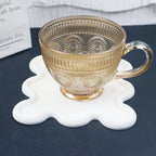 Cup Mat PVC Irregular Shape Heat Resisting Waterproof Household Bowl Mat for Kitchen White
