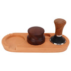 Coffee Tamping Set Wooden Handle Antiskid Coffee Tamper Distributor Station Kit for Kitchen L Base 58mm/2.3in