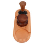 Coffee Tamping Set Wooden Handle Antiskid Coffee Tamper Distributor Station Kit for Kitchen L Base 58mm/2.3in