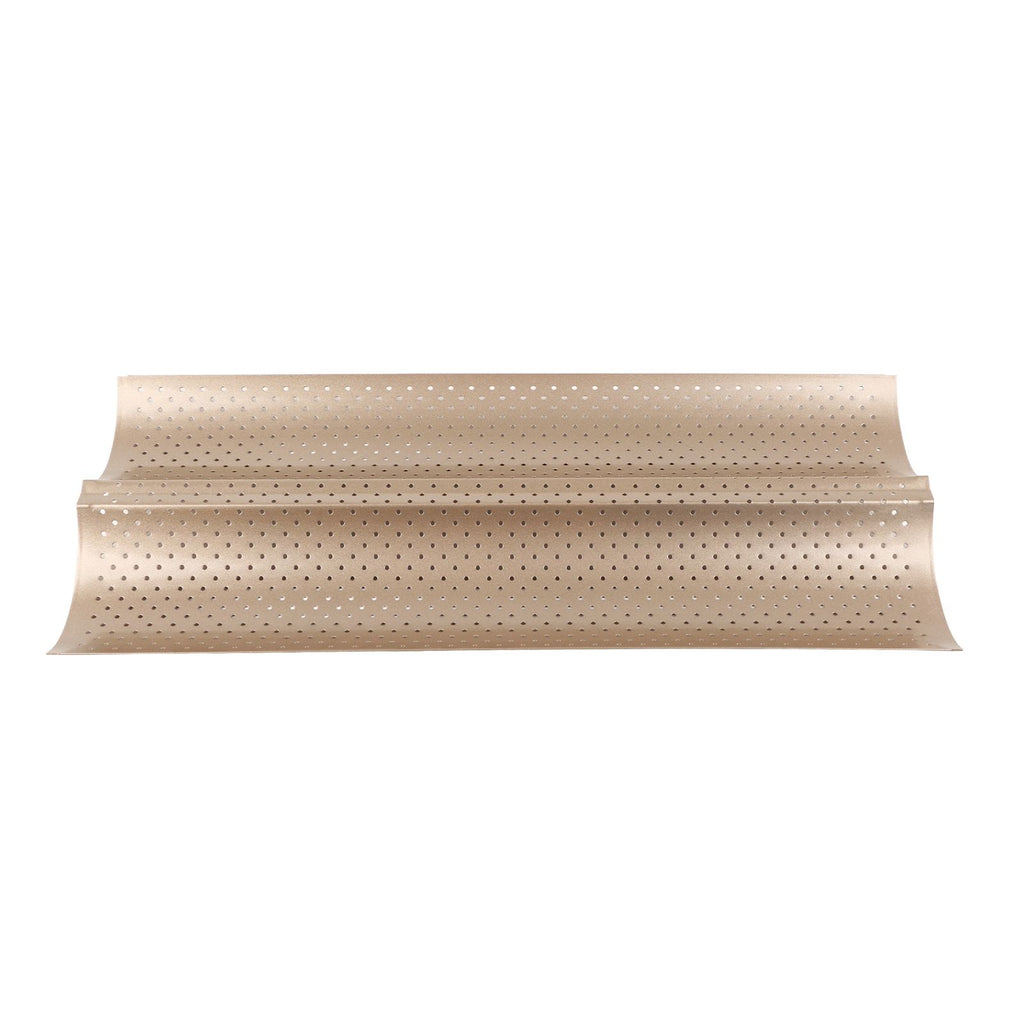 Baguette Pan 2 Slots Nonstick Food Grade Carbon Steel Perforated Design French Baguette Baking Pan for Home Baguette