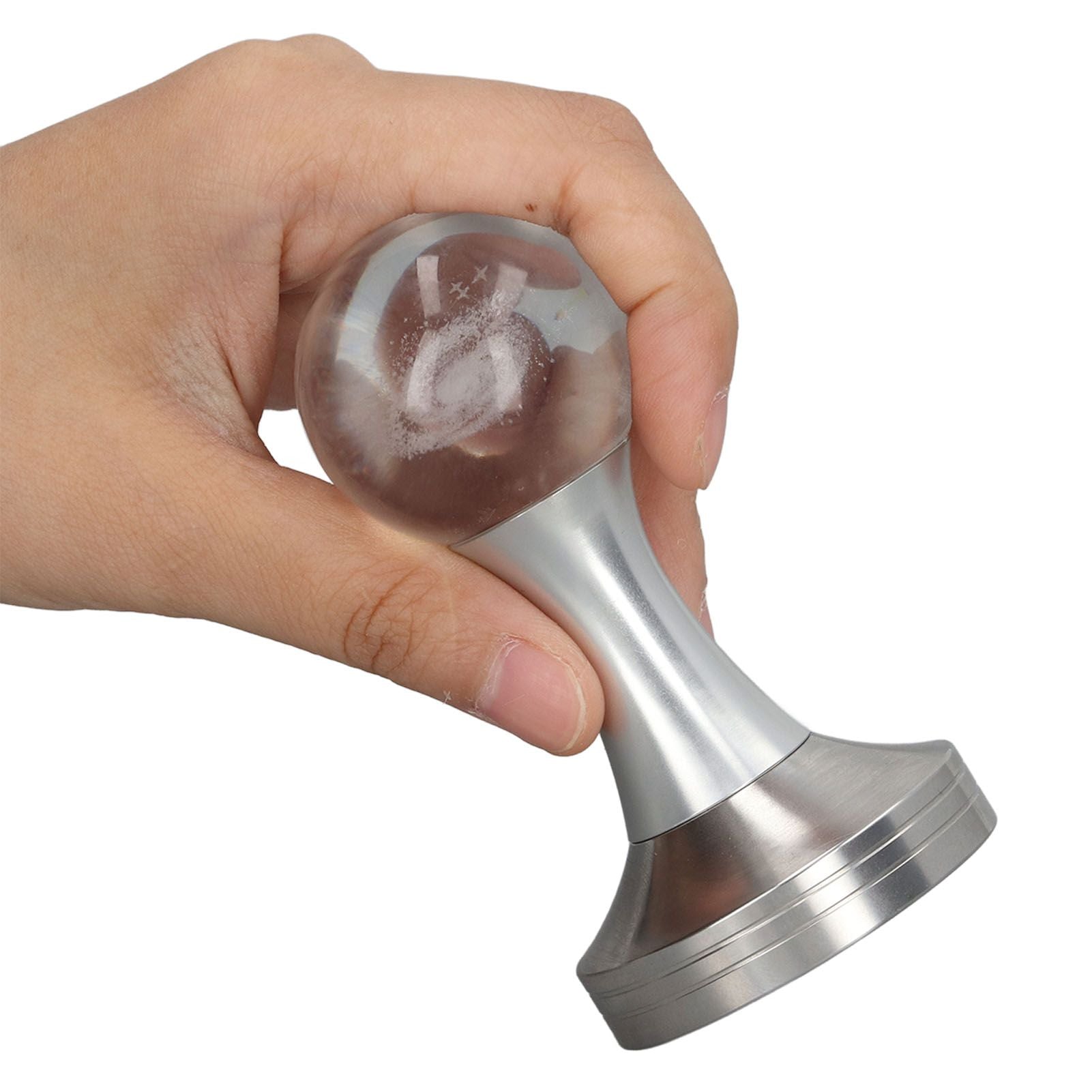 Coffee Tamper Food Grade Stainless Steel Crystal Ball Coffee Powder Hammer for Kitchen Shop Silver Pillar 51mm/2in