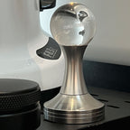 Coffee Tamper Food Grade Stainless Steel Crystal Ball Coffee Powder Hammer for Kitchen Shop Silver Pillar 53mm/2.1in