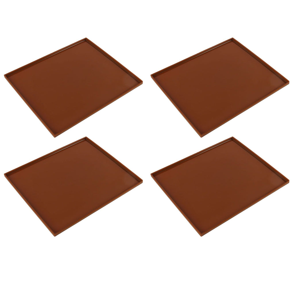 4Pcs Silicone Dehydrator Mats Food Grade High Temperature Resistance Prevent Sticking Fruit Dehydrator Trays with Edge Coffee