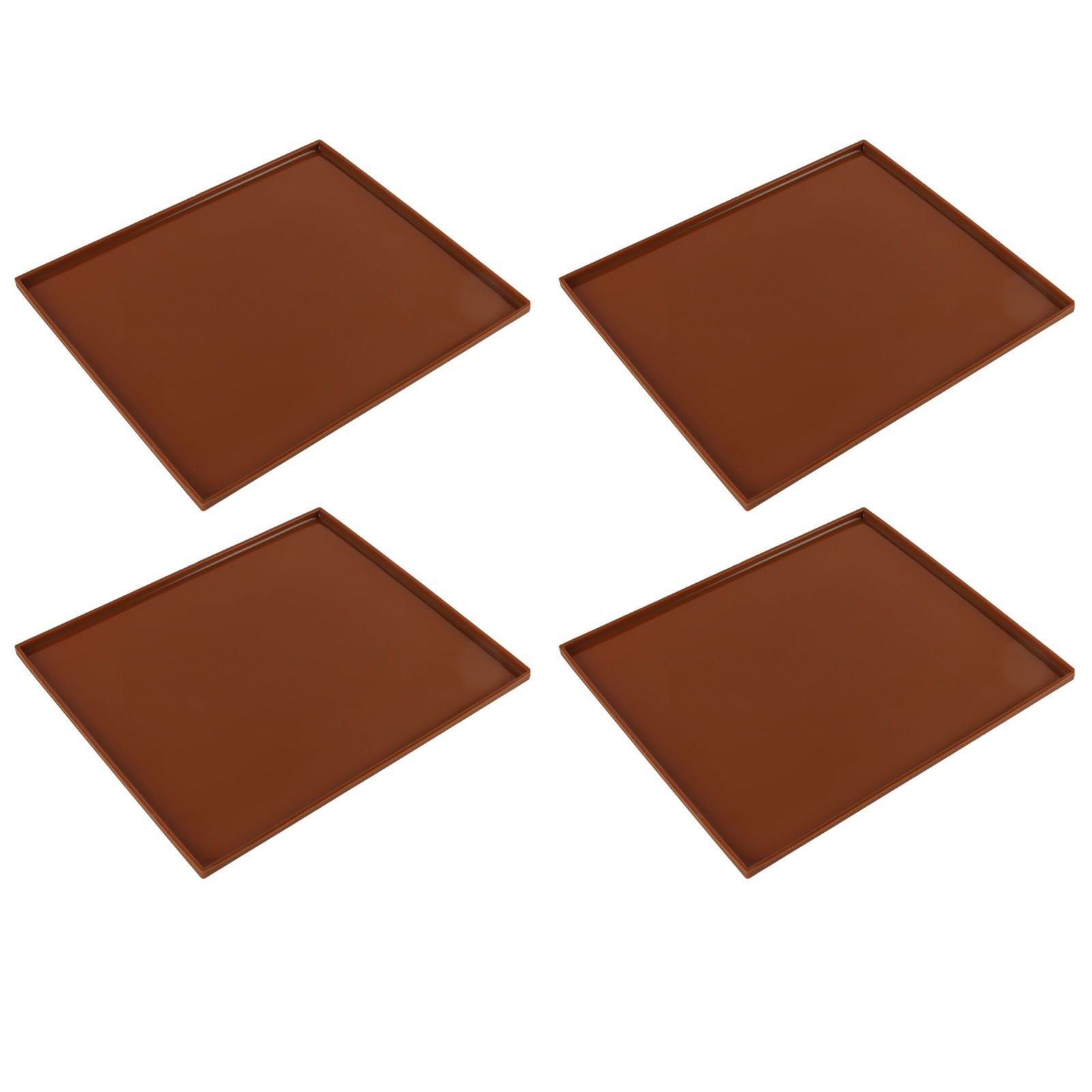 4Pcs Silicone Dehydrator Mats Food Grade High Temperature Resistance Prevent Sticking Fruit Dehydrator Trays with Edge Coffee