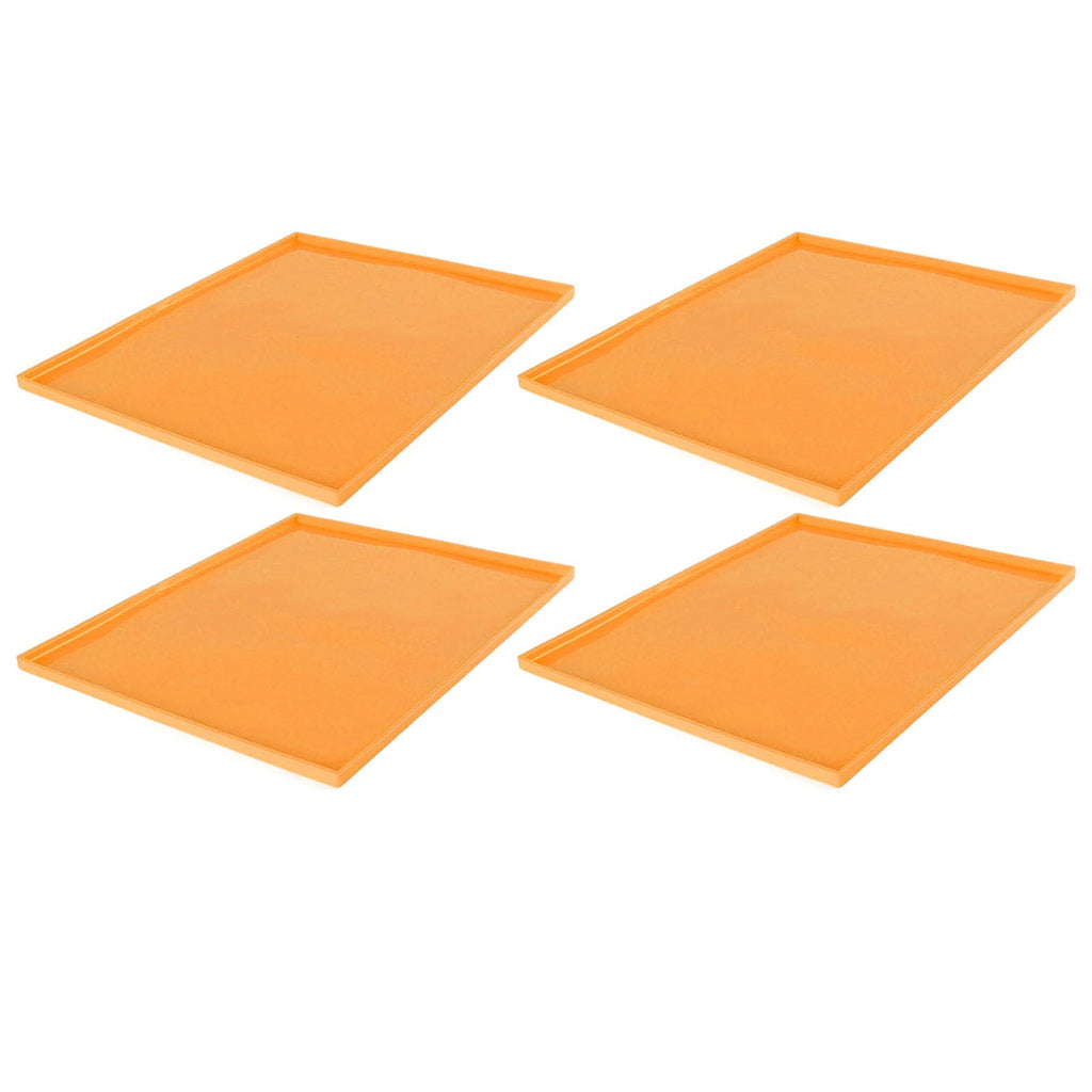 4Pcs Silicone Dehydrator Mats Food Grade High Temperature Resistance Prevent Sticking Fruit Dehydrator Trays with Edge Orange