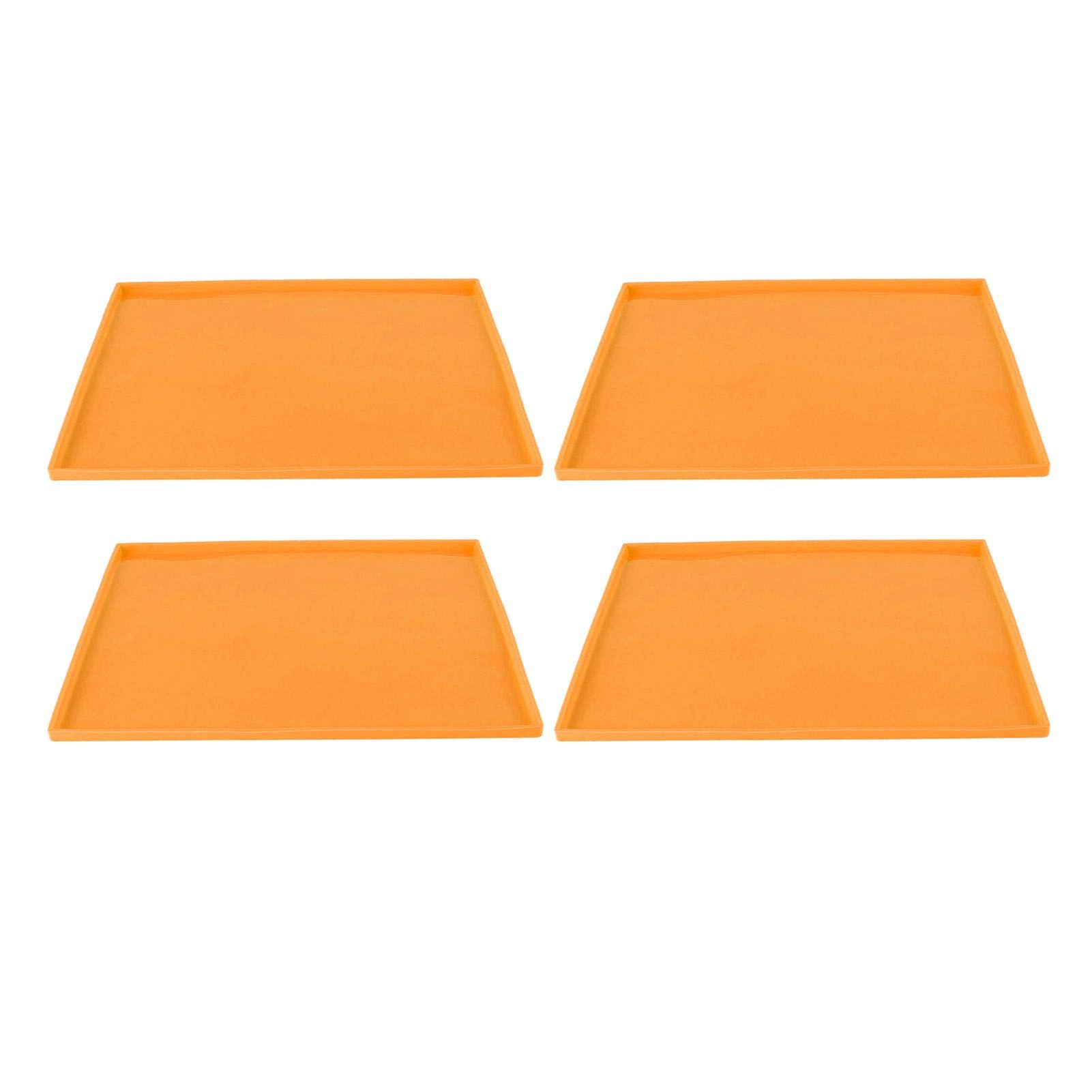 4Pcs Silicone Dehydrator Mats Food Grade High Temperature Resistance Prevent Sticking Fruit Dehydrator Trays with Edge Orange