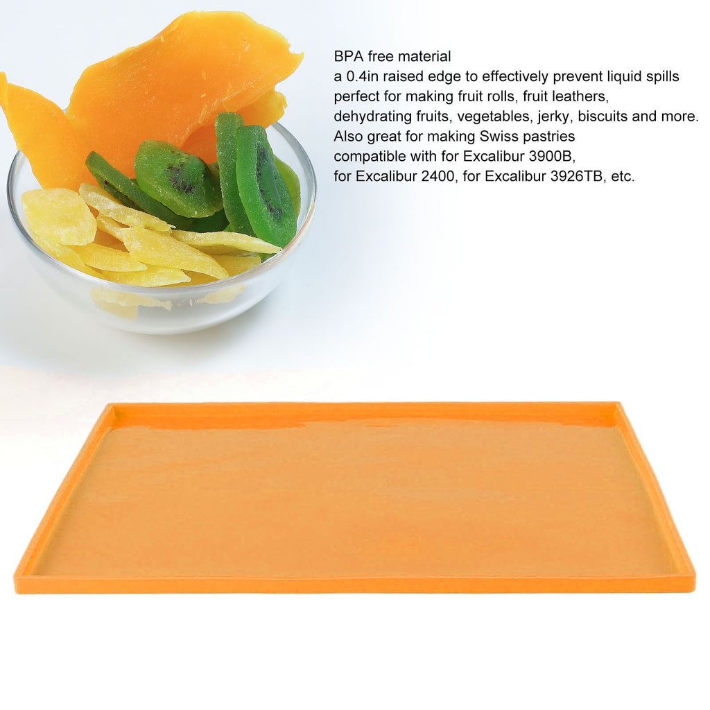 4Pcs Silicone Dehydrator Mats Food Grade High Temperature Resistance Prevent Sticking Fruit Dehydrator Trays with Edge Orange