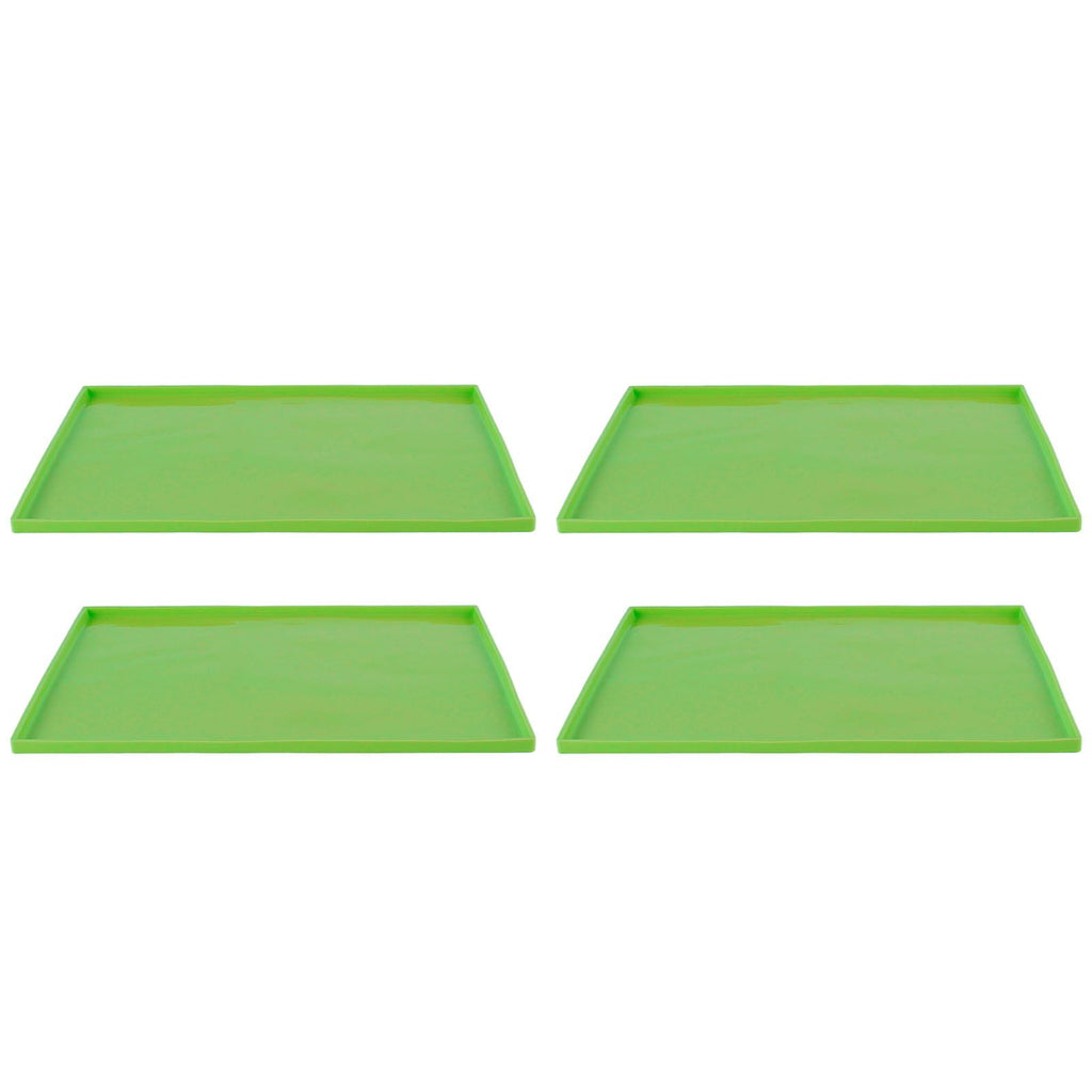 4Pcs Silicone Dehydrator Mats Food Grade High Temperature Resistance Prevent Sticking Fruit Dehydrator Trays with Edge Green