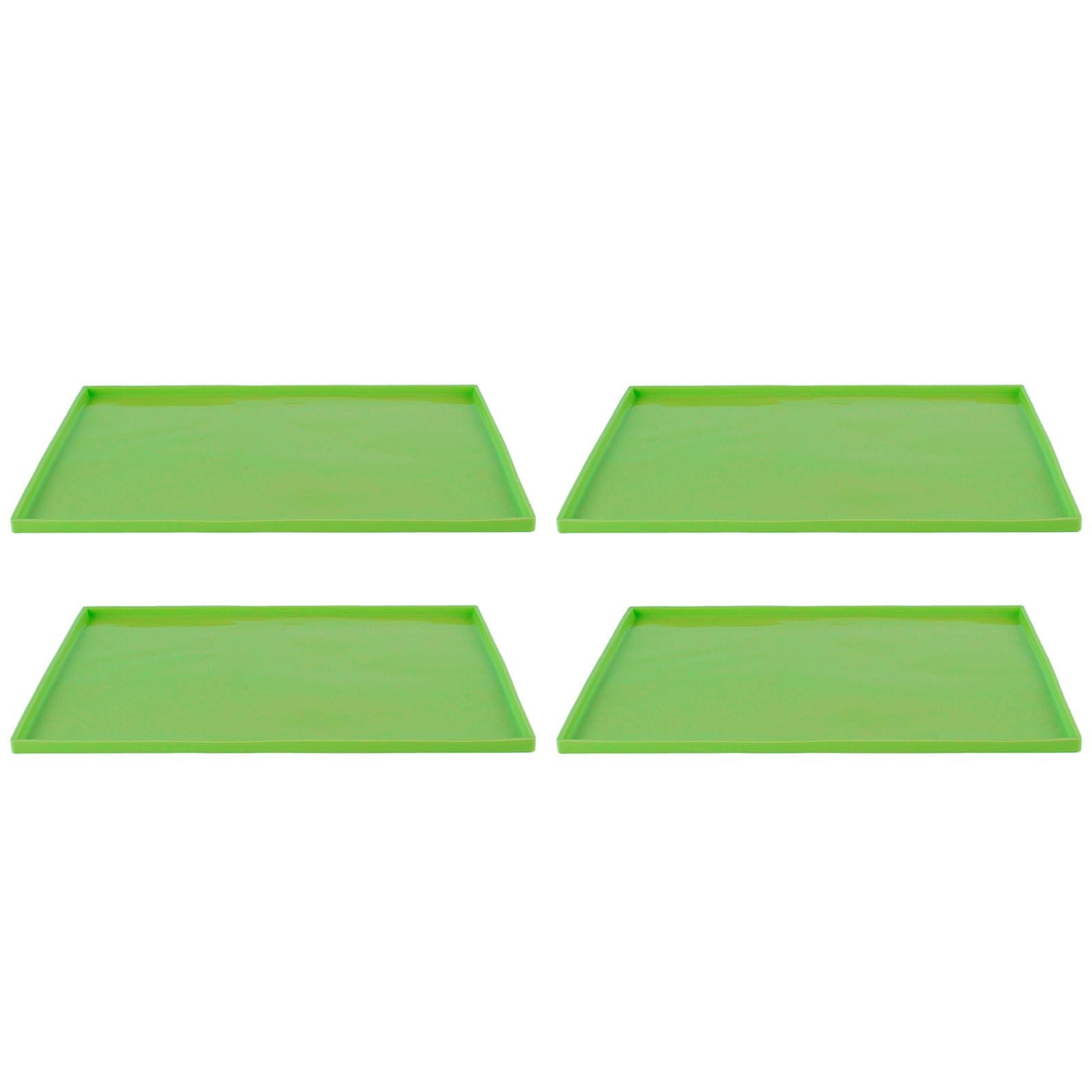 4Pcs Silicone Dehydrator Mats Food Grade High Temperature Resistance Prevent Sticking Fruit Dehydrator Trays with Edge Green