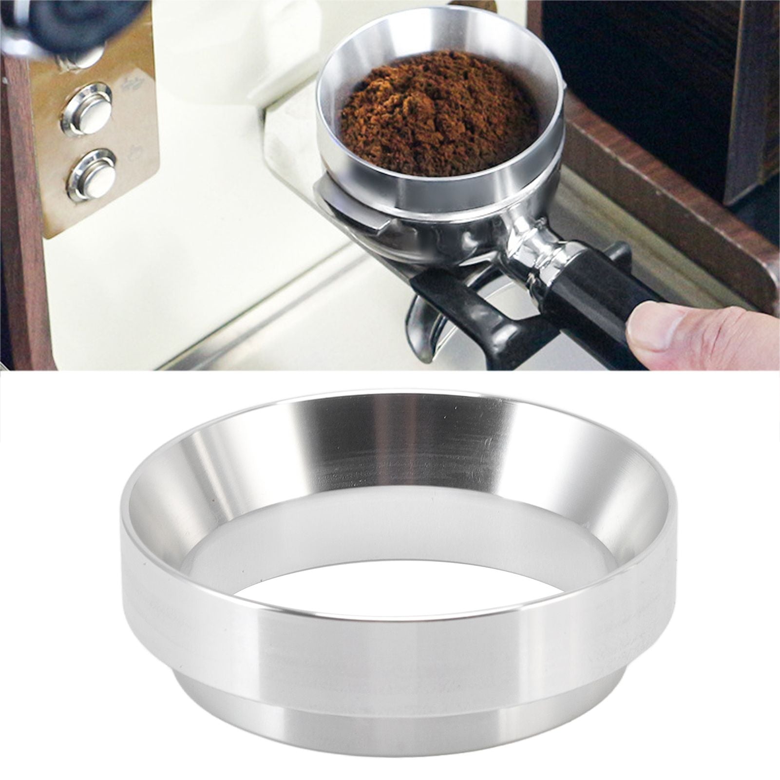 58mm Coffee Dosing Funnel Italian Magnetic Aluminium Alloy Coffee Powder Dosing Ring for Cafe Business Home Silver