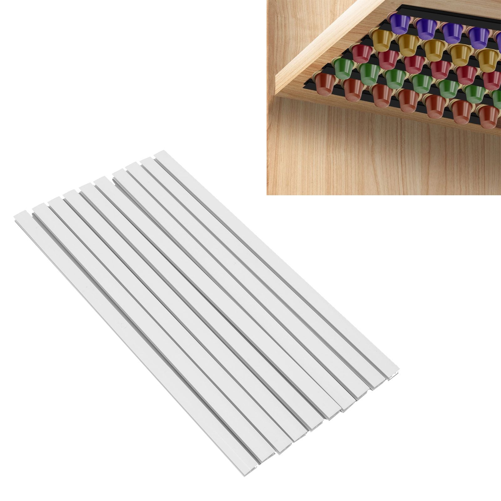 Coffee Capsule Holder DIY Adhesive Coffee Pods Storage Counter Mounted Coffee Pod Holder for Nespresso White